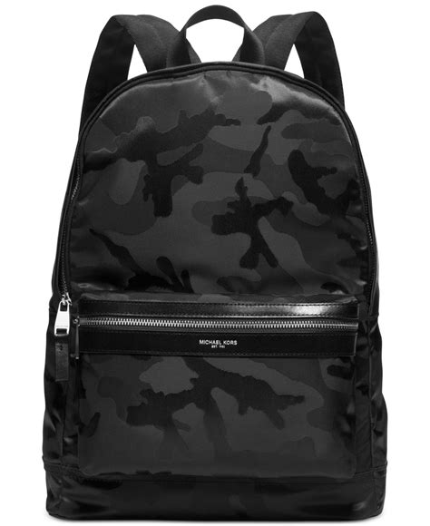 black michael kors backpack|Michael Kors black camo backpack.